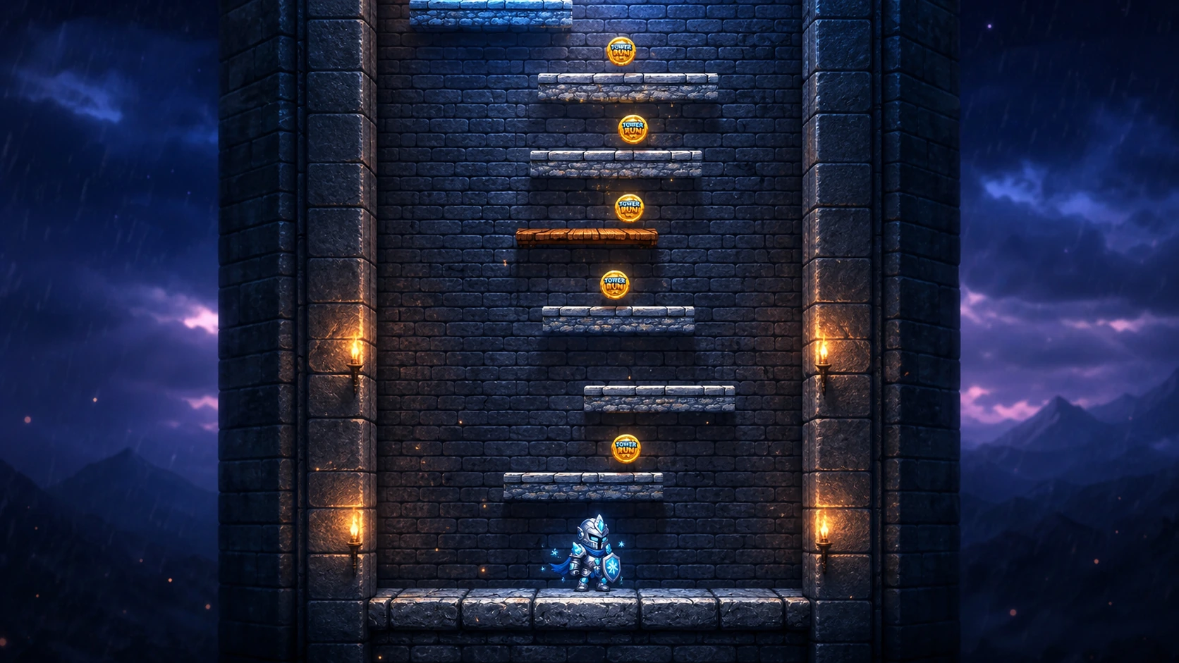 Enhanced TowerRun coin route gameplay screenshot