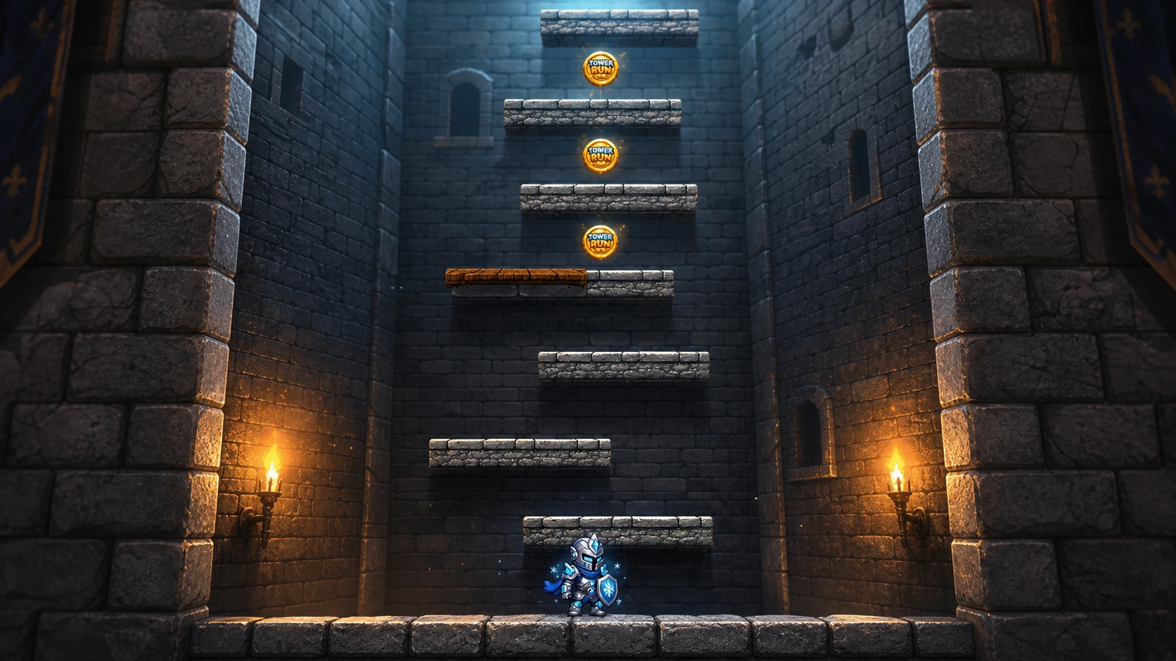 Enhanced TowerRun platform timing gameplay screenshot